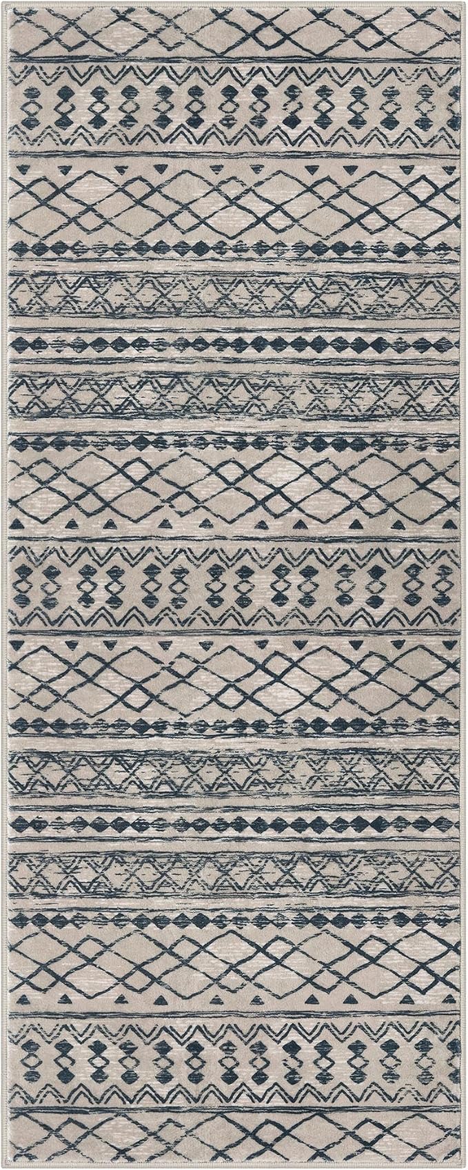 KUTA Moroccan Washable Hallway Runner Rug, 2x6 Non-Slip Vintage Light Brown