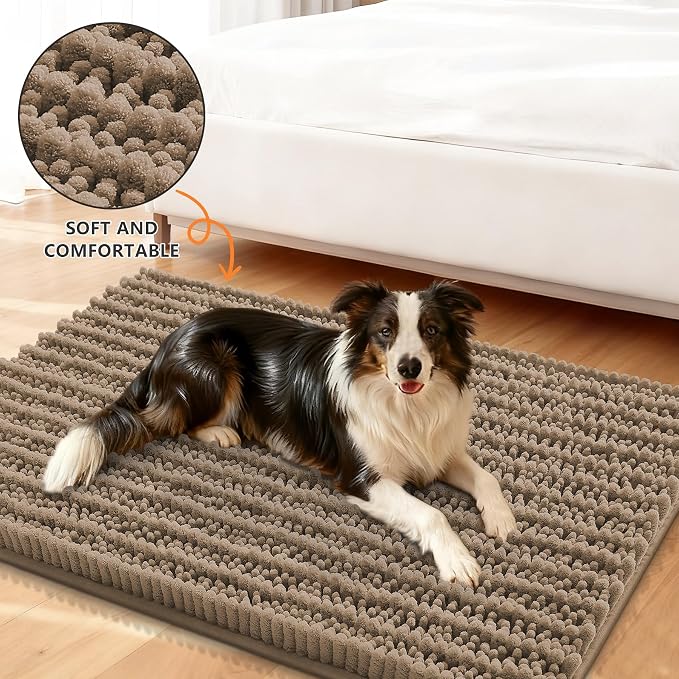 Smiry Dog Door Mat for Muddy Paws 32x21, Absorbent Dirt Trapper, Non-Slip