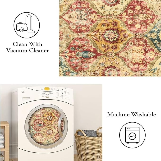 Lahome Moroccan Trellis Washable Small Area Rug, 3x5 Area Rug