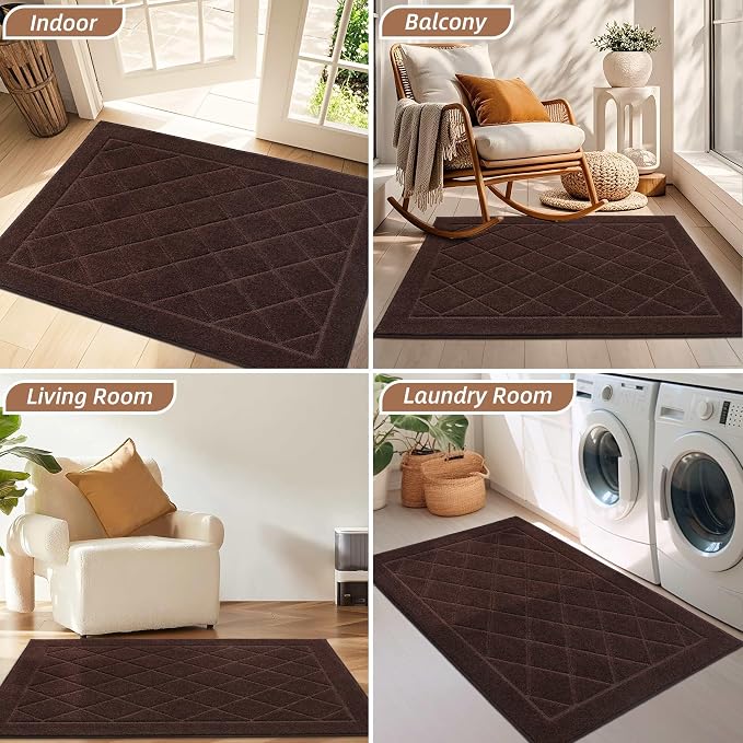 BEQHAUSE Dirt Trapper Door Mat 24" x 36", Doormat Non-Slip Entryway Rugs