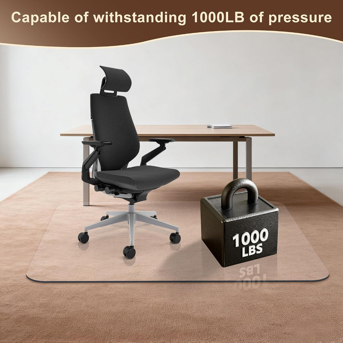 [Upgraded Version] Office Chair Mat for Carpet, 48" x 36" - 0.15" Thick Premium Chair Mats Hard Floor,Odorless, Easy to Clean with 4 Non-Slip Pads for Carpet & Hardwood Floors