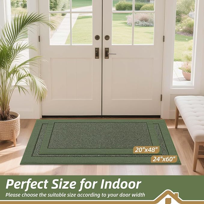 BEQHAUSE Indoor Door Mat 20" x 48", Dirt Trapper Door Mats Non-Slip Entryway