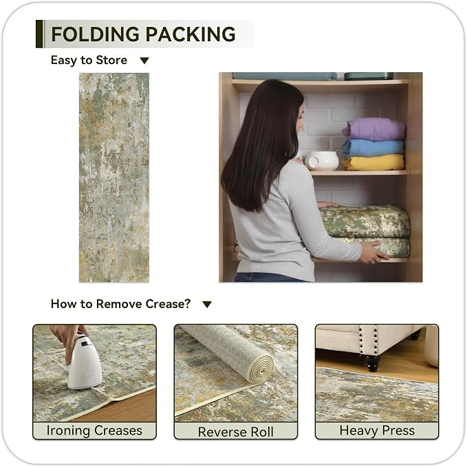 Green Rug Runners for Hallways Kitchen 2.6x8 Non Slip Washable Entryway Runner