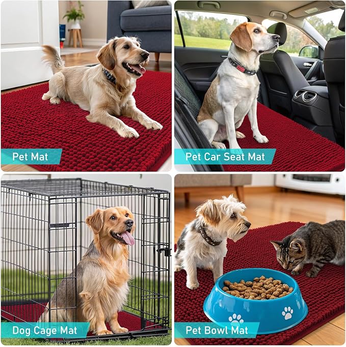 OLANLY Dog Door Mat for Muddy Paws 40x24, Absorbs Moisture and Dirt, Absorbent