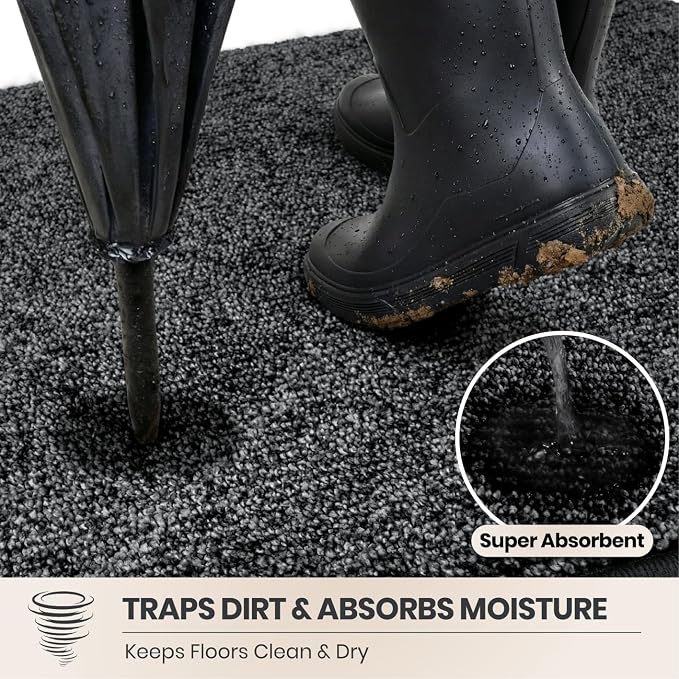 PURRUGS Dirt Trapping Door Mat 34" x 59", Non-Slip Machine Washable Entry Rug