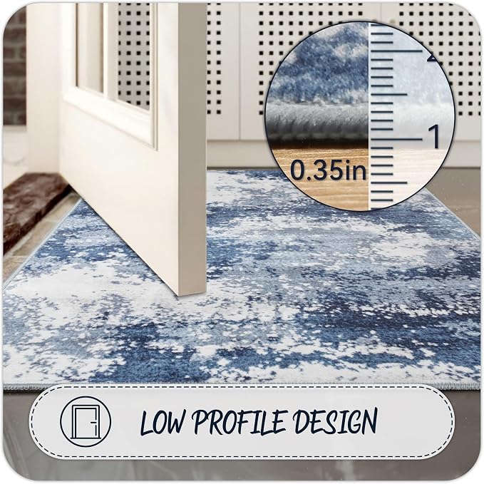 2x5 Blue Rug Runners for Hallways Kitchen Non Slip Washable Entryway Runner Rugs