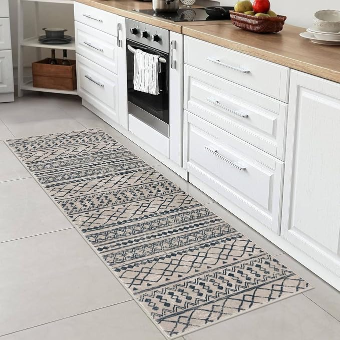 KUTA Moroccan Washable Hallway Runner Rug, 2x6 Non-Slip Vintage Light Brown
