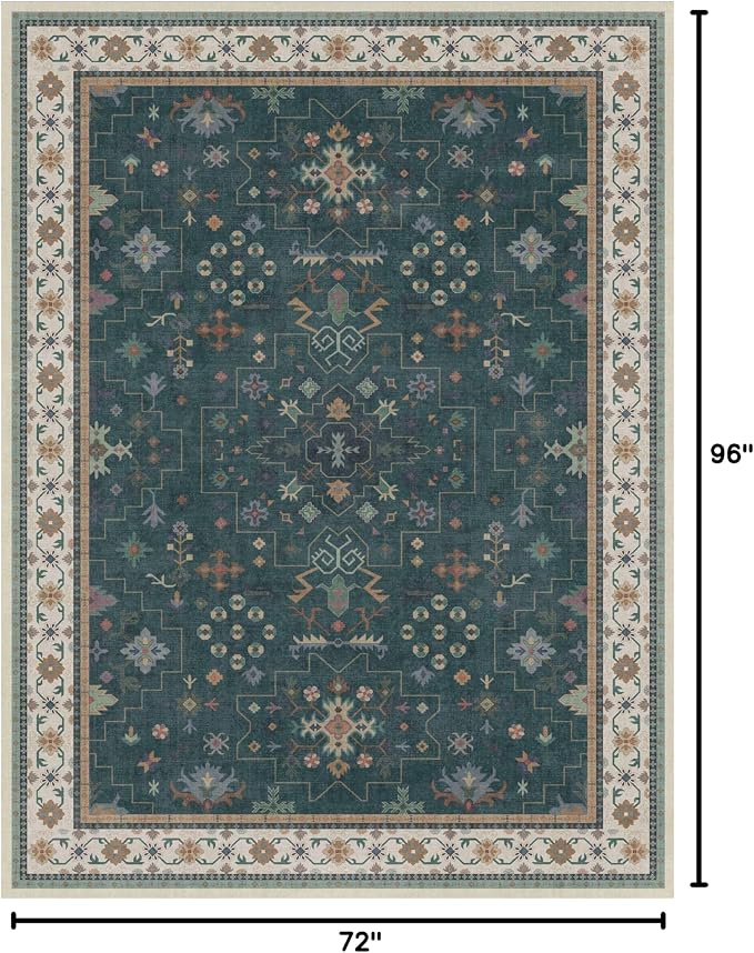 Hazo Haus Vintage Dark Green 6x8 Dining Room Rugs