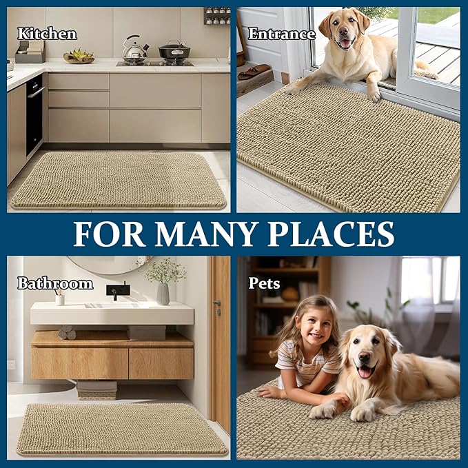 OLANLY Dog Door Mat for Muddy Paws 59x35, Absorbs Moisture and Dirt, Absorbent