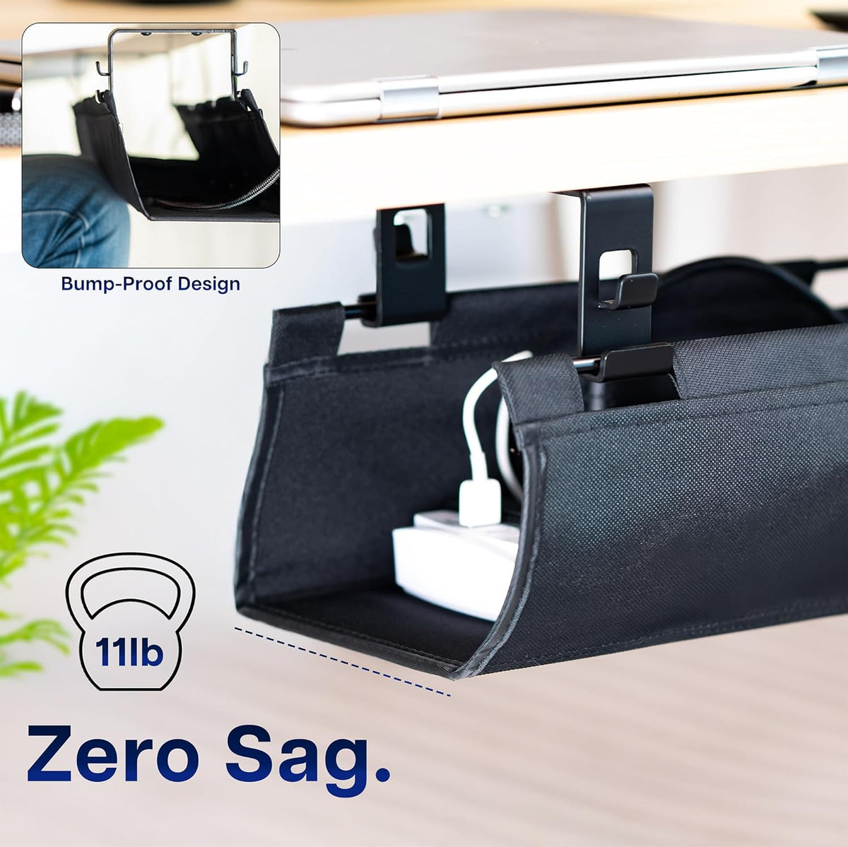 VIVO Black Screw-on 31 in Fabric Cable Management Tray, DESK-AC31F-S