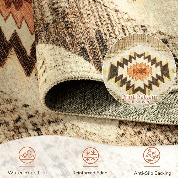BESTSWEETIE Area Rug 5x8 Rug Machine Washable Non-Slip Low Pile Print Pattern