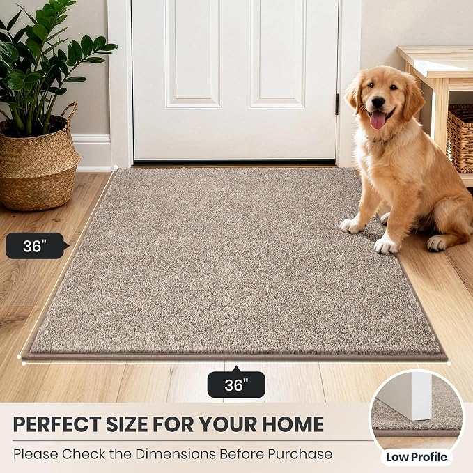 PURRUGS Dirt Trapping Door Mat 36" x 36", Non-Slip Machine Washable Entryway Rug