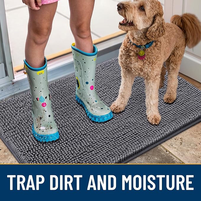Smiry Dog Door Mat for Muddy Paws 36x24, Absorbent Dirt Trapper, Non-Slip