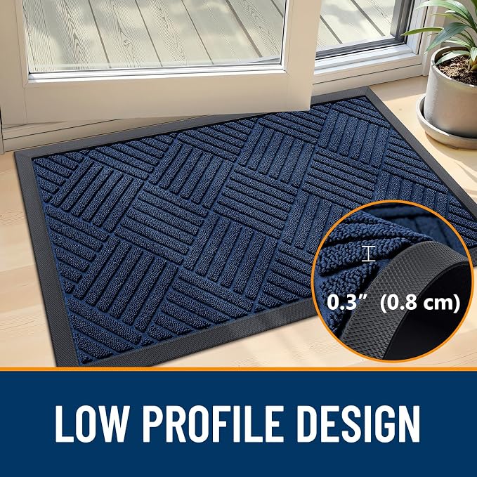 OLANLY Front Door Mat Outside Entrance 59x23, Heavy Duty Sturdy Natural Rubber