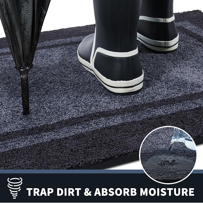 PURRUGS Dirt Trapping Door Mat 24" x 36", Non-Slip Machine Washable Entryway Rug