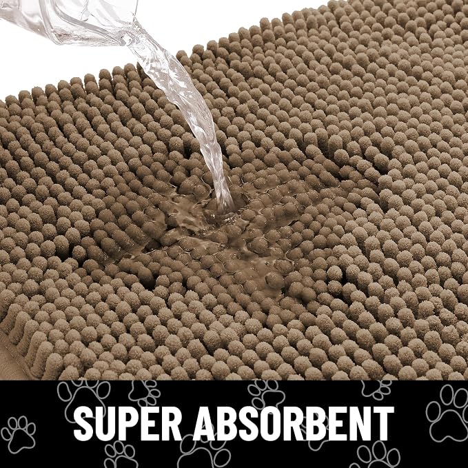 Smiry Dog Door Mat for Muddy Paws, Absorbent Dirt Trapper Non Slip Quick Dry