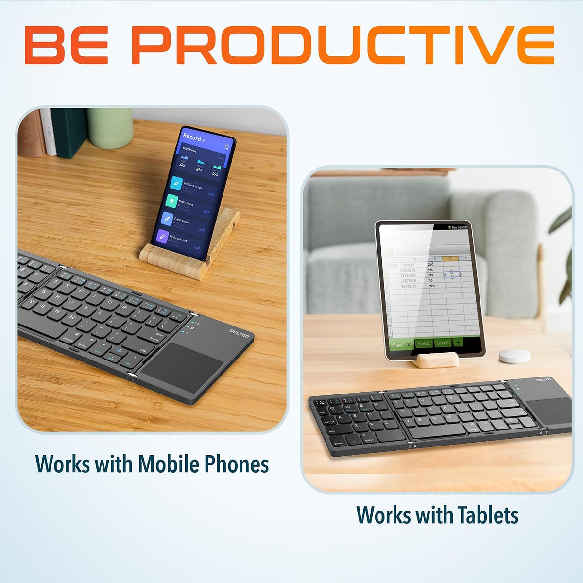 Delton F75 Folding Bluetooth Wireless Keyboard Sensitive Touchpad