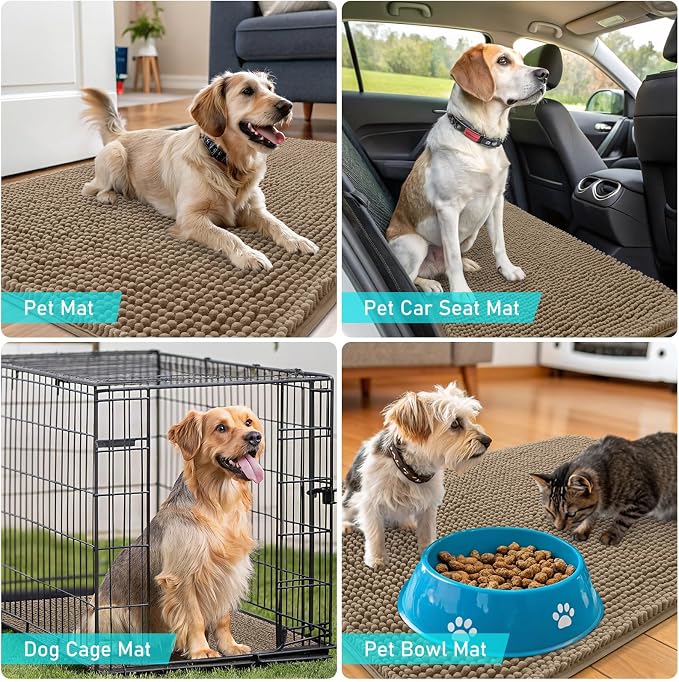 OLANLY Dog Door Mat for Muddy Paws 47x24, Absorbs Moisture and Dirt, Absorbent