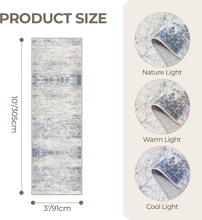 3x10 Runner Rug Non Slip Washable