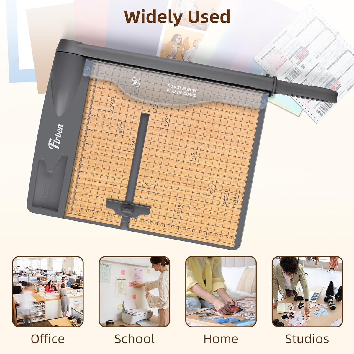 Firbon 12 Inch Wood Guillotine Paper Cutter, Heavy Duty Paper Trimmer
