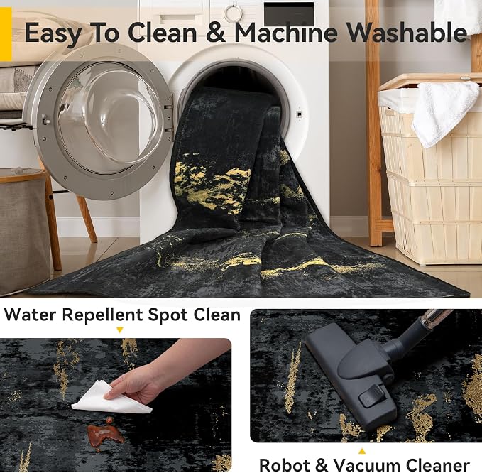RELEANY Washable Area Rugs 3x6 Non-Slip Modern Abstract Soft