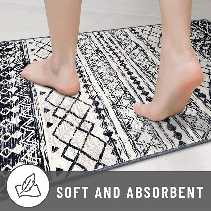 KUTA Moroccan Area Rugs 2x3, Ultra Soft Print Vintage Geometric Low-Pile Floor
