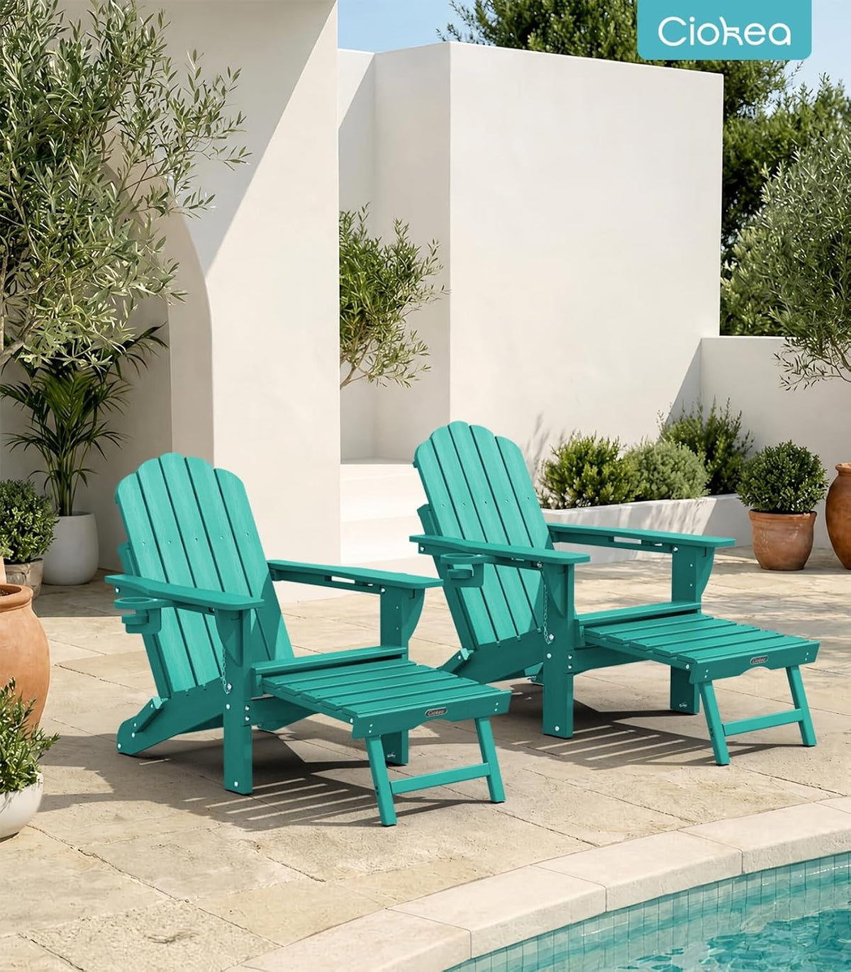 Ciokea Adirondack Rocking Chair with Footrest (Lake Blue)