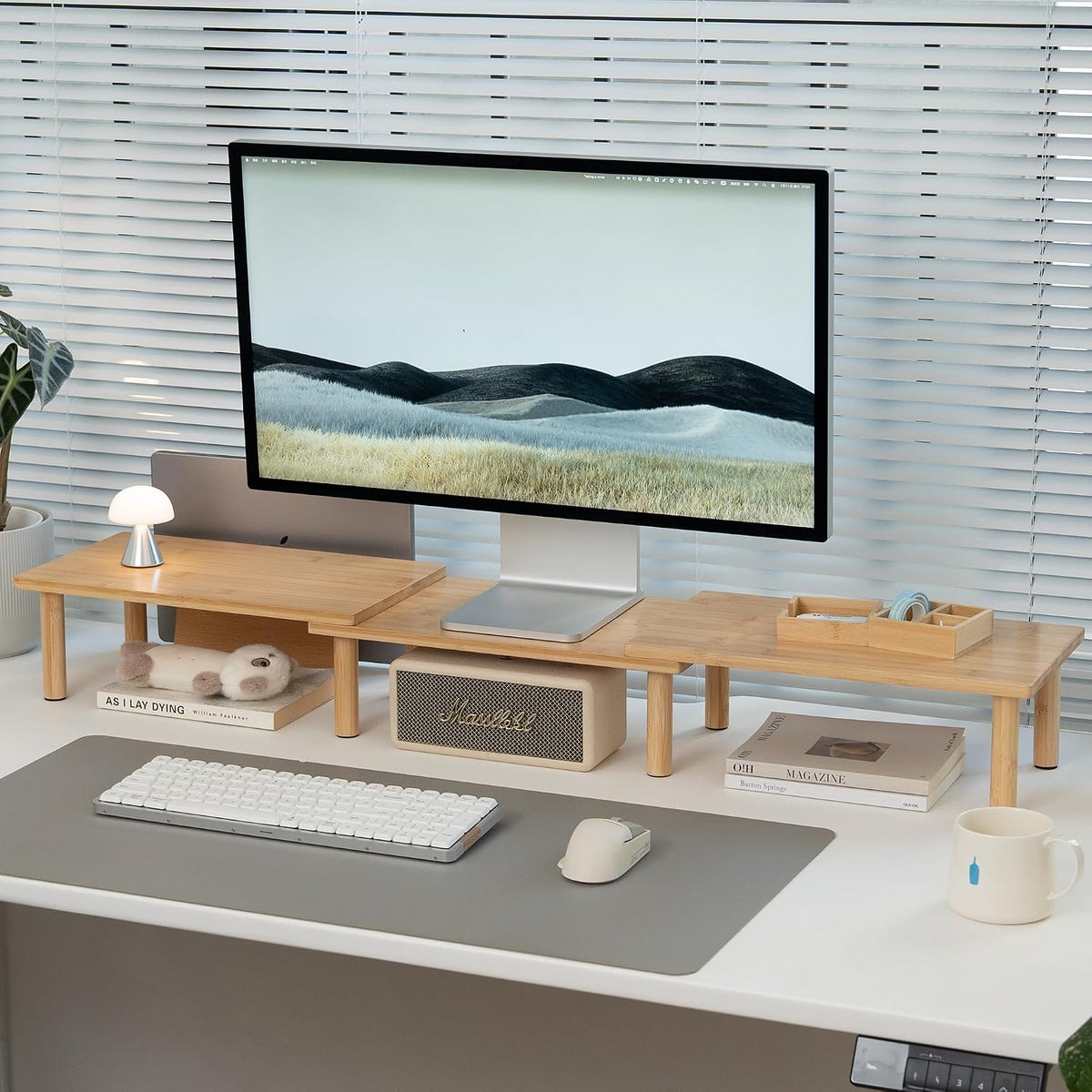 Bamboo Monitor Riser, 3-in-1 Modular Computer Monitor Stand