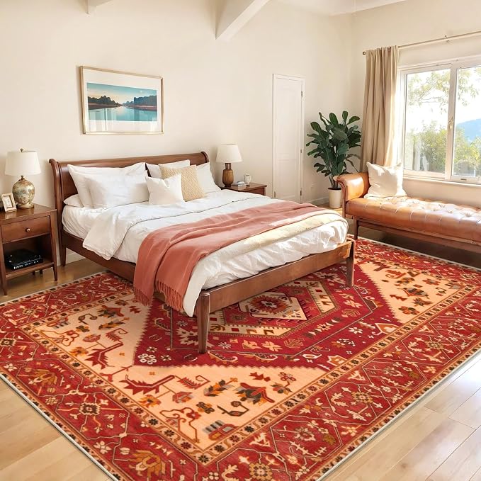 SERISSA Washable Rugs 8x10 Area Rugs, Large Non-Slip Boho Living Room Rug