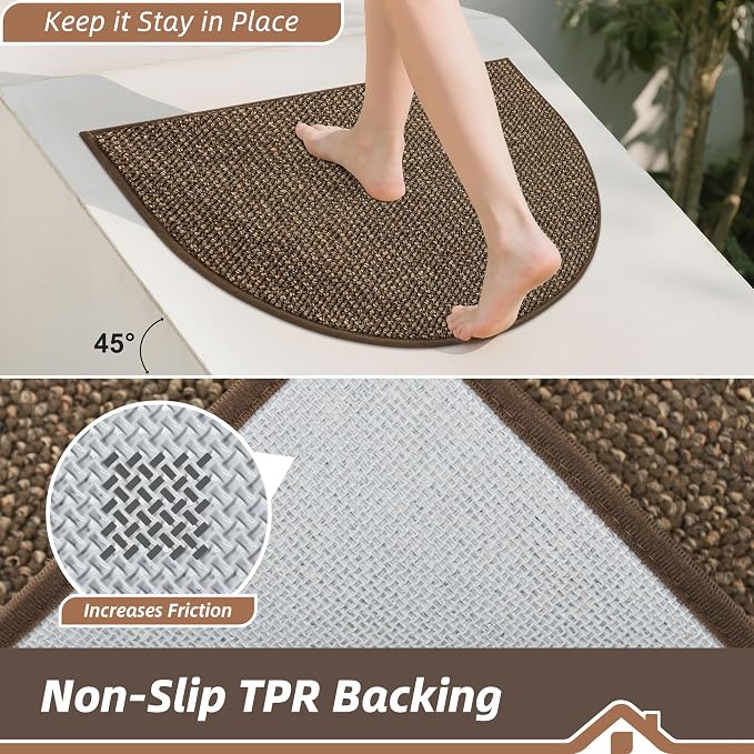BEQHAUSE Dirt Trapper Door Mat 24" x 36" Half Circle Non-Slip Washable Doormats