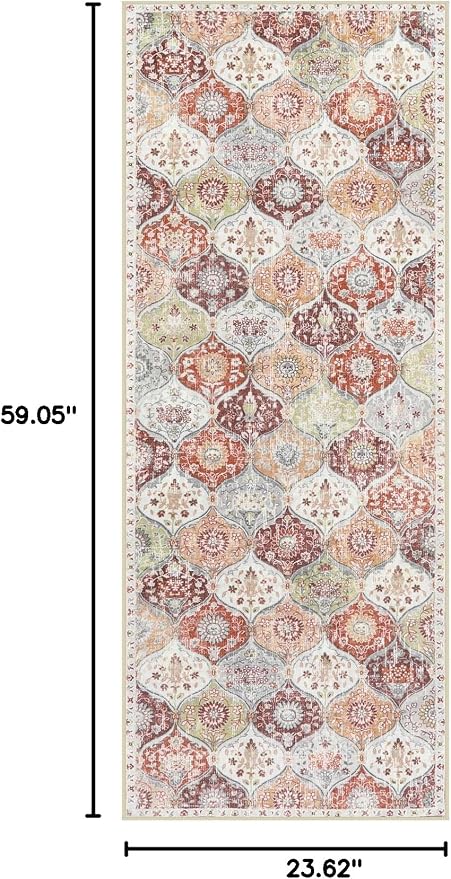 Lahome Moroccan Trellis Hallway Rug, 2x5 Washable Runner Rug Non Slip Kitchen