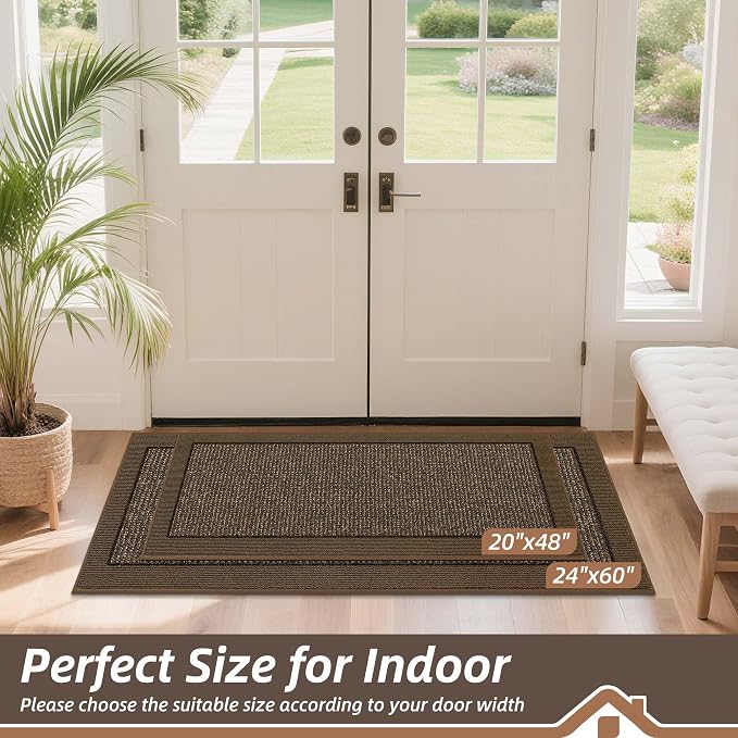 BEQHAUSE Indoor Door Mat 24" x 60", Dirt Trapper Door Mats Non-Slip Entryway