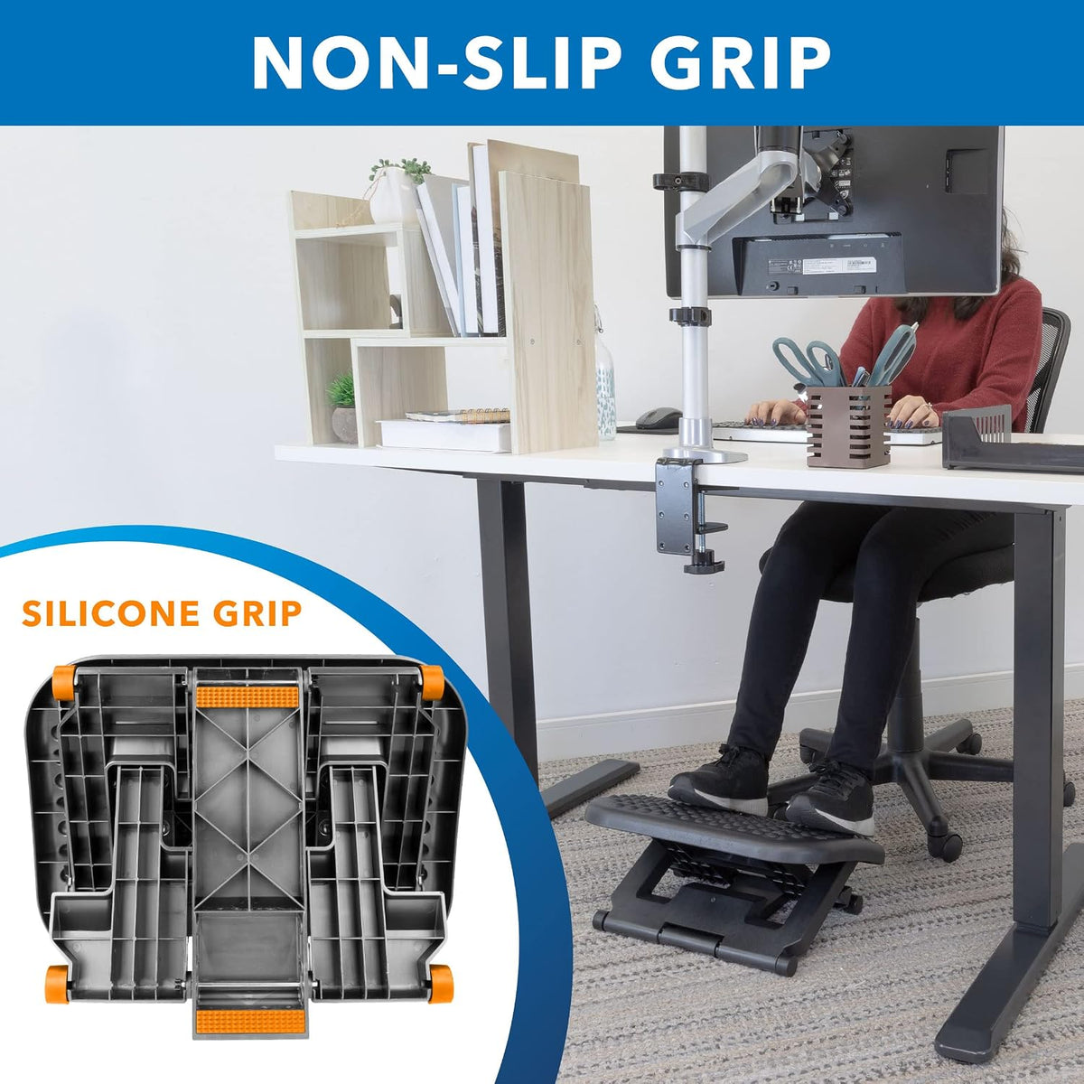 Mount-It! Foot Rest Under Desk with Massage Bumps & Foot Pedal Height