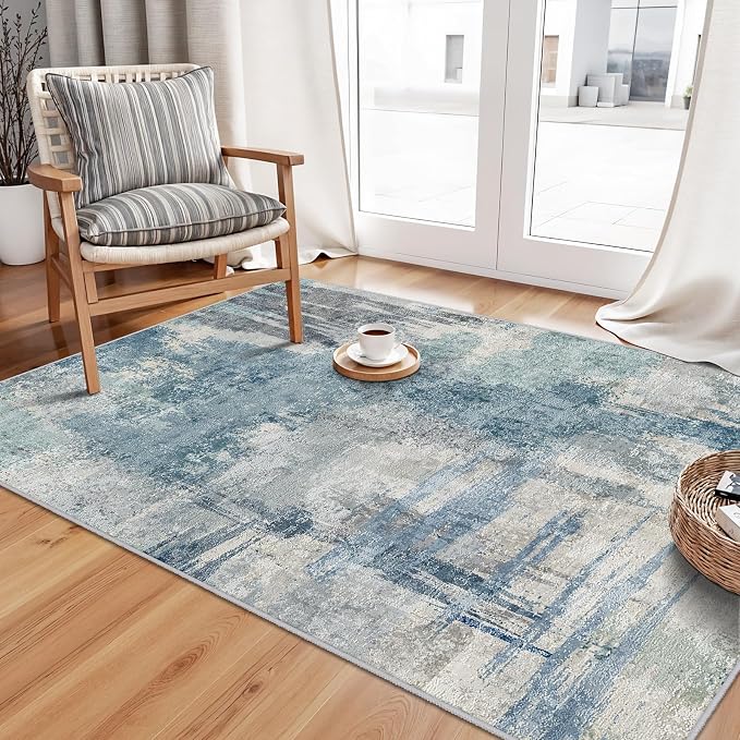 Abstract 3x5 Entryway Area Rugs: Machine Washable Anti-Slip Cozy Rug
