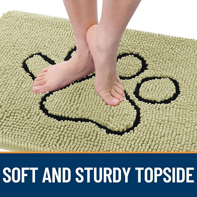 OLANLY Dog Door Mat for Muddy Paws 36x24, Paw Print Design, Absorbs Moisture