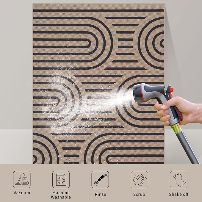 Tangsoo Modern Rainbow Easy Jute Rug 2.6x8 Washable Kitchen Runner