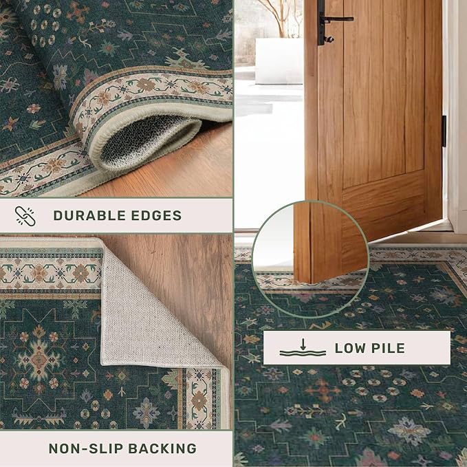 Hazo Haus Vintage Dark Green 6x8 Dining Room Rugs