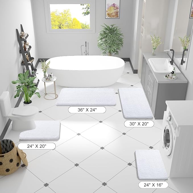 OLANLY Large Bathroom Rugs 44x32, Extra Soft Absorbent Chenille Bath Rugs