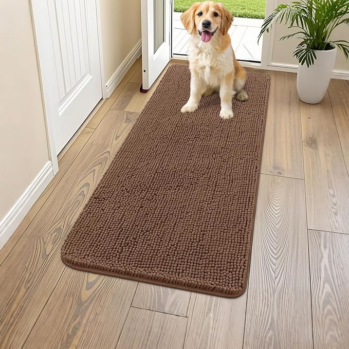 Smiry Dog Door Mat for Muddy Paws 47x24, Absorbent Dirt Trapper, Non-Slip