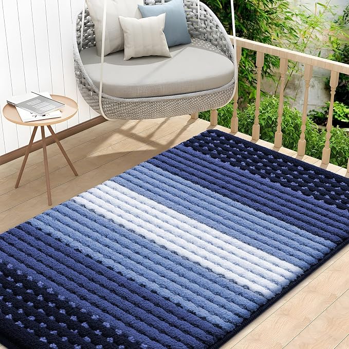 Kitinjoy Indoor Outdoor Door Mat, 48x32 Non-Slip Absorbent Dirt Trapper