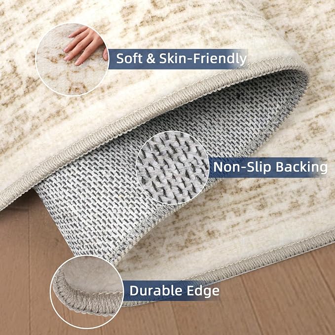2x12 Runner Rug for Hallways Non-Slip Long Rug Runners, Boho Vintage Washable