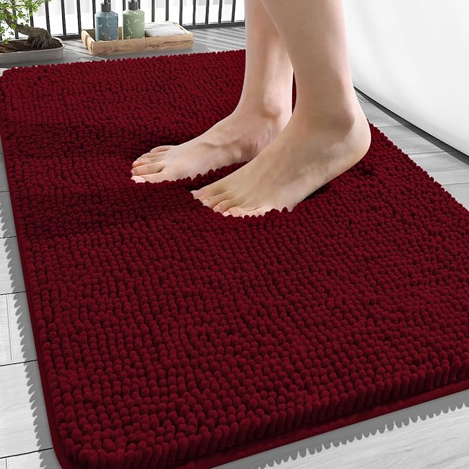 OLANLY Bathroom Rugs 34x21, Extra Soft Absorbent Chenille Bath Rugs, Rubber