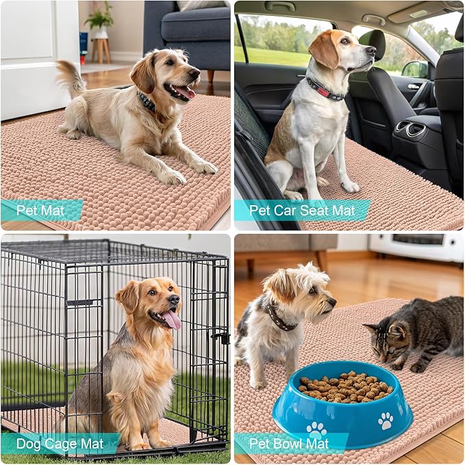 OLANLY Dog Door Mat for Muddy Paws 47x24, Absorbs Moisture and Dirt, Absorbent