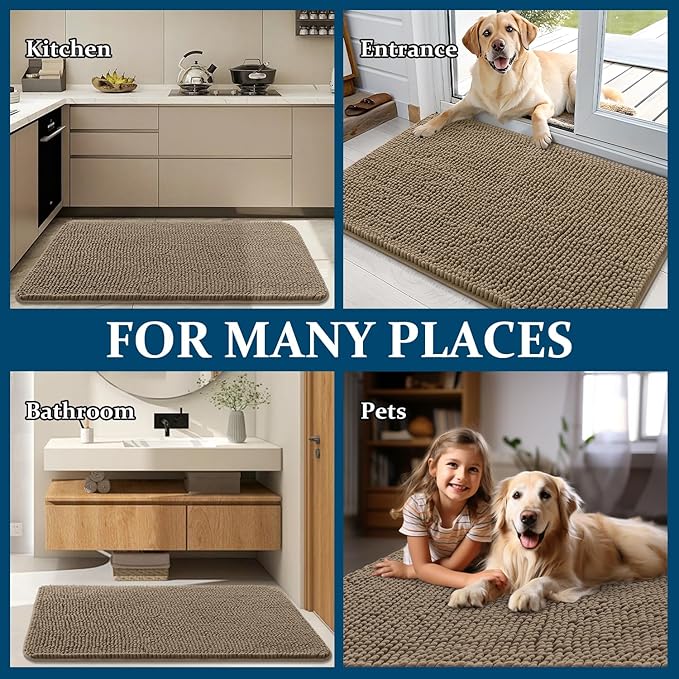 OLANLY Dog Door Mat for Muddy Paws 47x24, Absorbs Moisture and Dirt, Absorbent