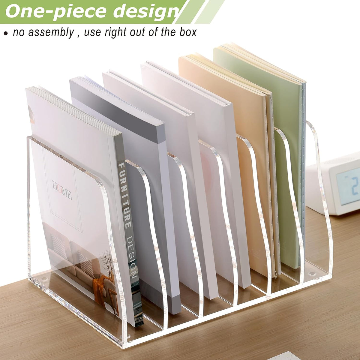 SANRUI 6 Slot Acrylic Clear Magazine File Organizer Holder for Desk,B5 Size