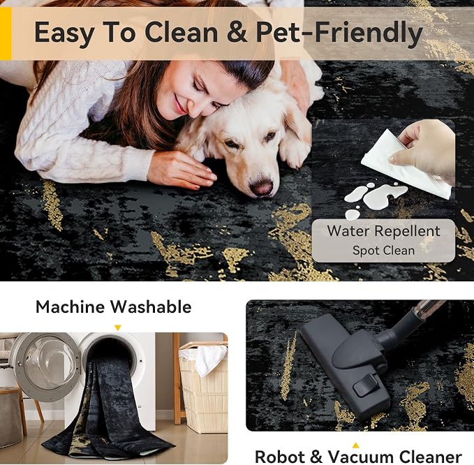 RELEANY Washable Area Rugs 8'x10' Non-Slip Modern Abstract Soft