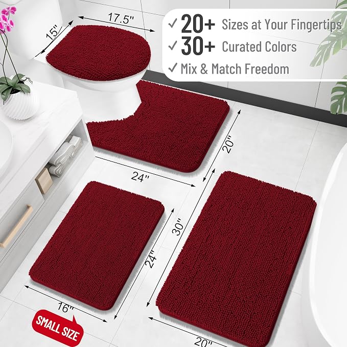 OLANLY Small Bathroom Rugs 24x16, Extra Soft Absorbent Chenille Bath Rugs