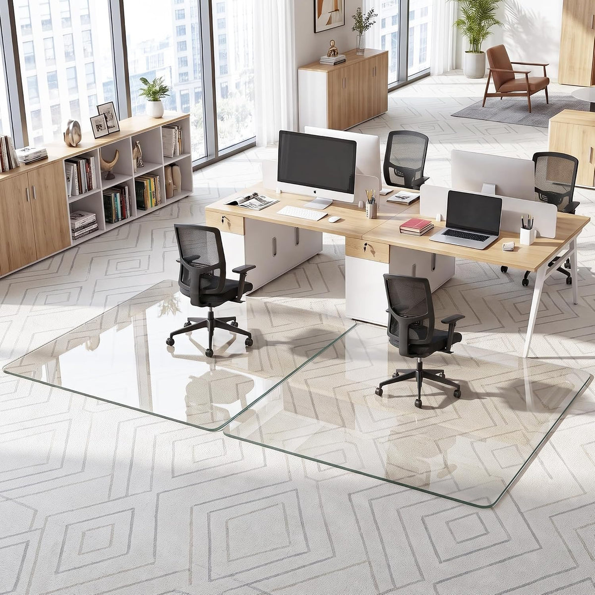 Antok Tempered Glass Chair Mat, 45"x60" Office Chair Mat for Carpet & Hardwood Floors, Heavy Duty 1/5" Desk Chair Mat for Smooth Rolling at Home or Office