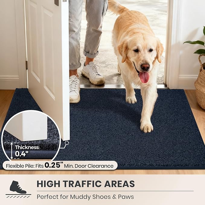 PURRUGS Dirt Trapping Door Mat 24" x 35.5", Non-Slip Machine Washable Entryway