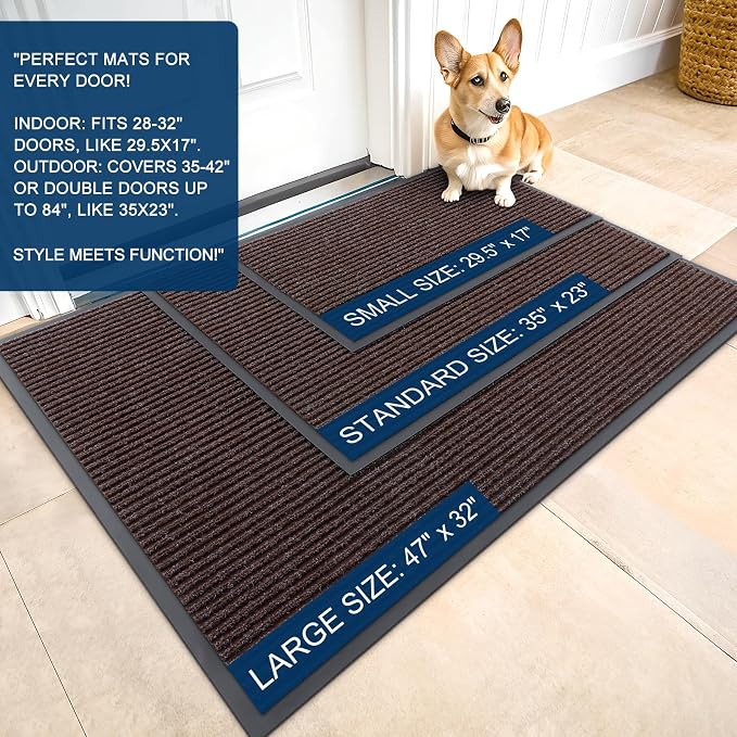 OLANLY Front Door Mat Indoor Outdoor Entrance, Waterproof Heavy Duty Doormat